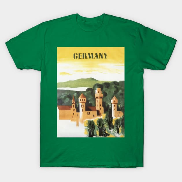 Vintage Travel Poster, German Castle T-Shirt by MasterpieceCafe